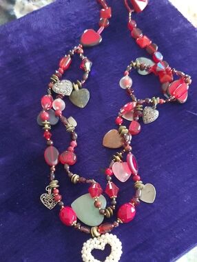 Red Heart Theme Multi-strand Necklace